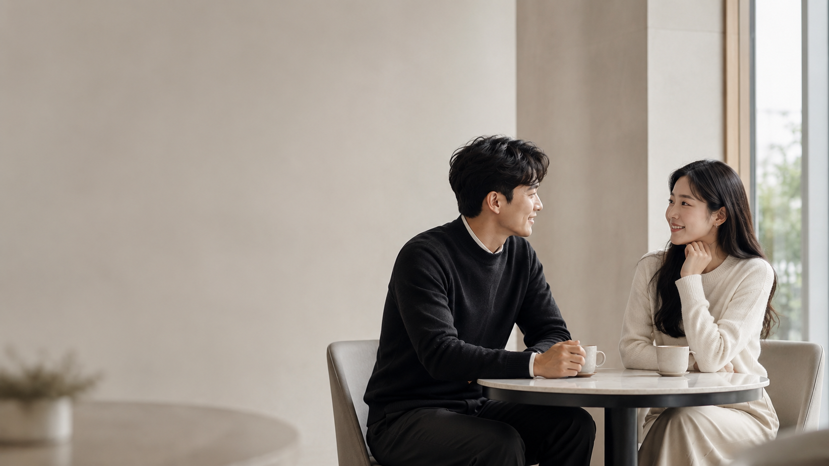 카페에서 마주 앉은 두 사람